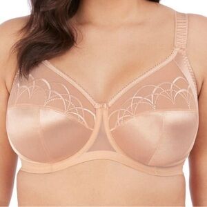Elomi Cate Underwire Full Cup Bra 48I Wide Straps Full Figure Latte Satin NWT